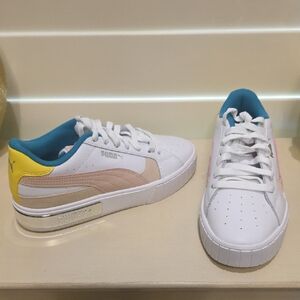 New! Puma White Sneakers with Yellow and Pink Highlights